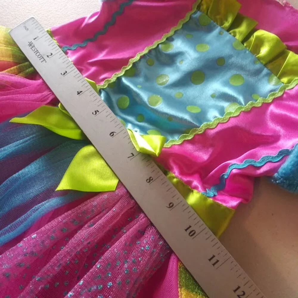 Little Monster girls size XS (0-2) pink, yellow, green blue dress costume